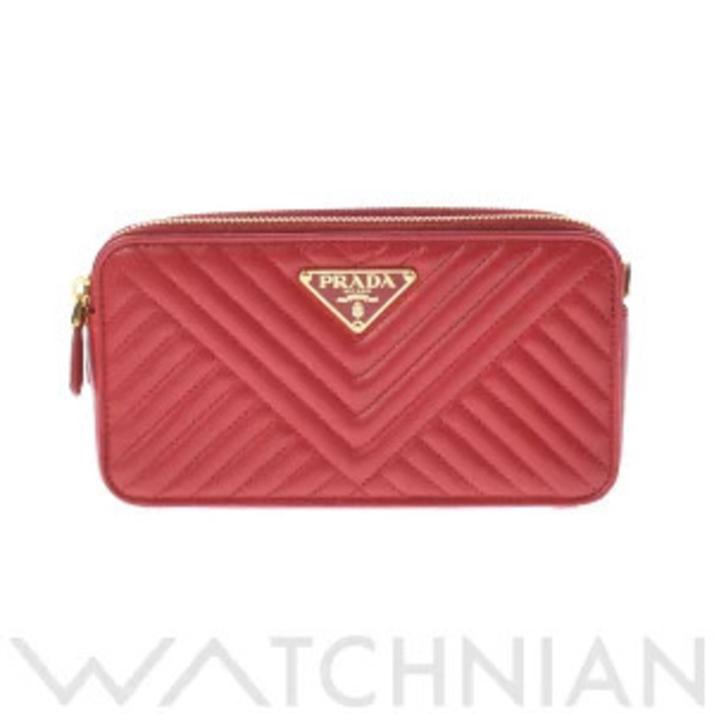Prada Chain Wallet Fuoco Red Nappa Leather Shoulder Bag